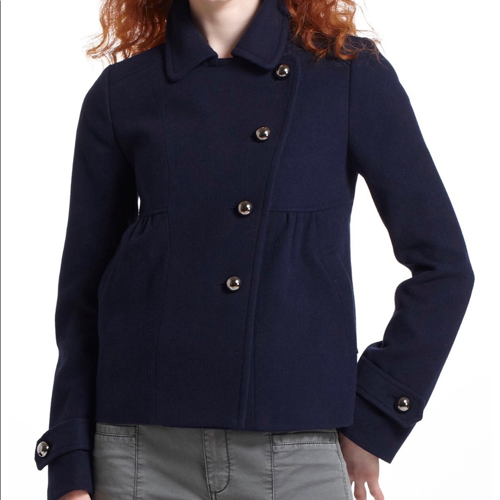 EUC Anthropologie Blue LeifNotes Cropped Pea Coat